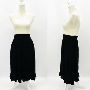 Strawberry Plant Dorothy Schoelen Size 5/6 Black Velvet Silk Blend Ruffle Skirt